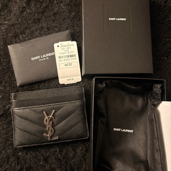 Saint Laurent Accessories - Saint Laurent Textured Black Card Holder